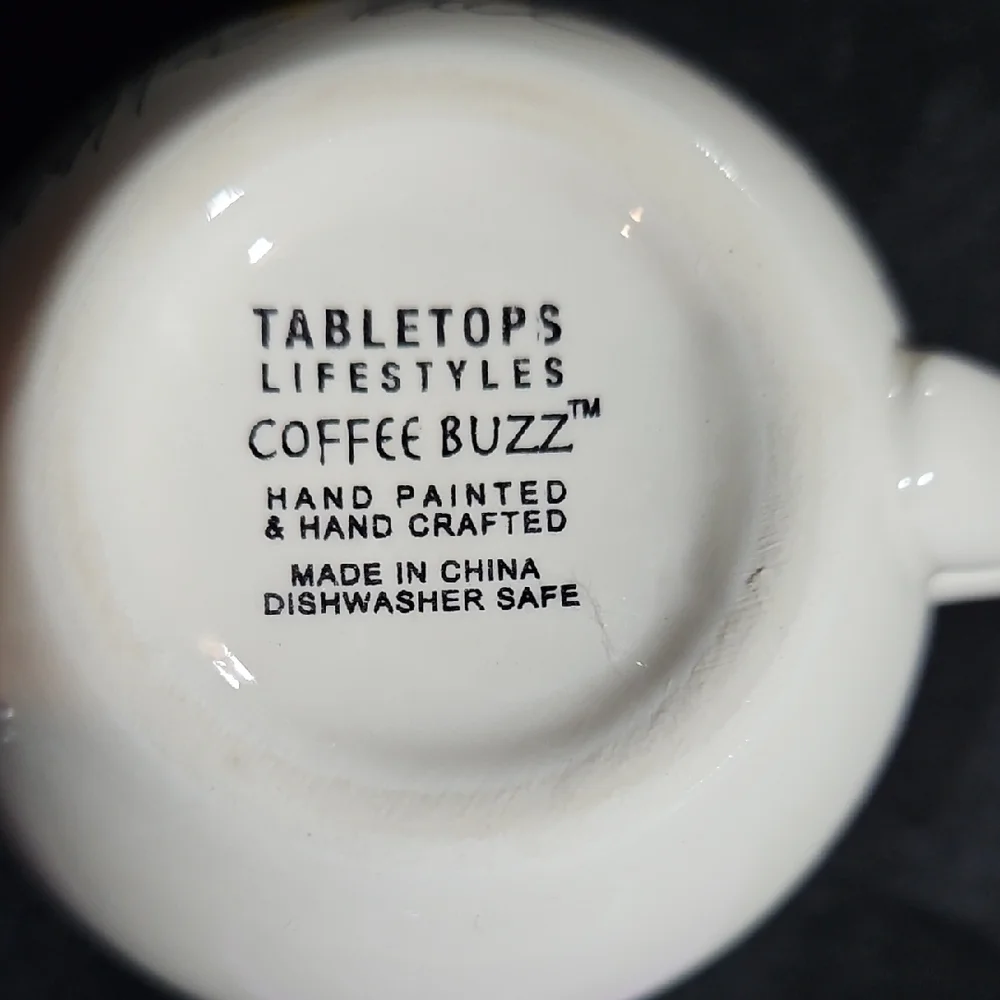 Tabletops Lifestyles Coffee Buzz Cup & Saucer Set - Whimsical Purple/Yellow